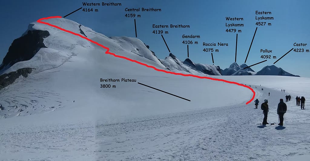 Breithorn route map