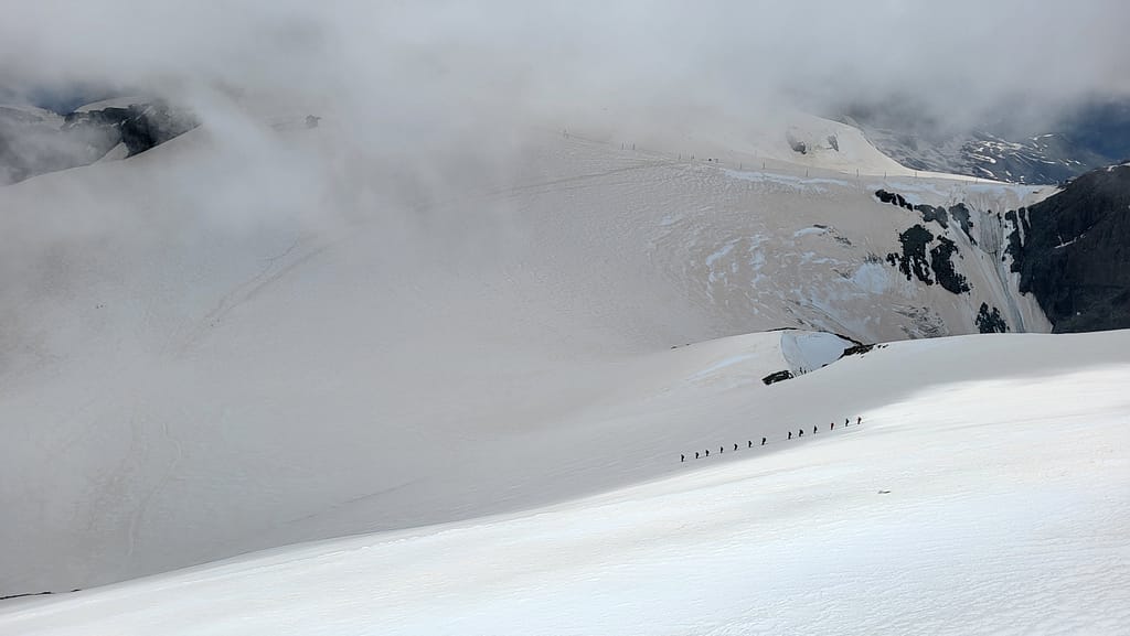 People descending Breithorn