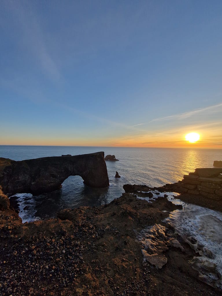 Massive rock arch Dyrholaey in Iceland